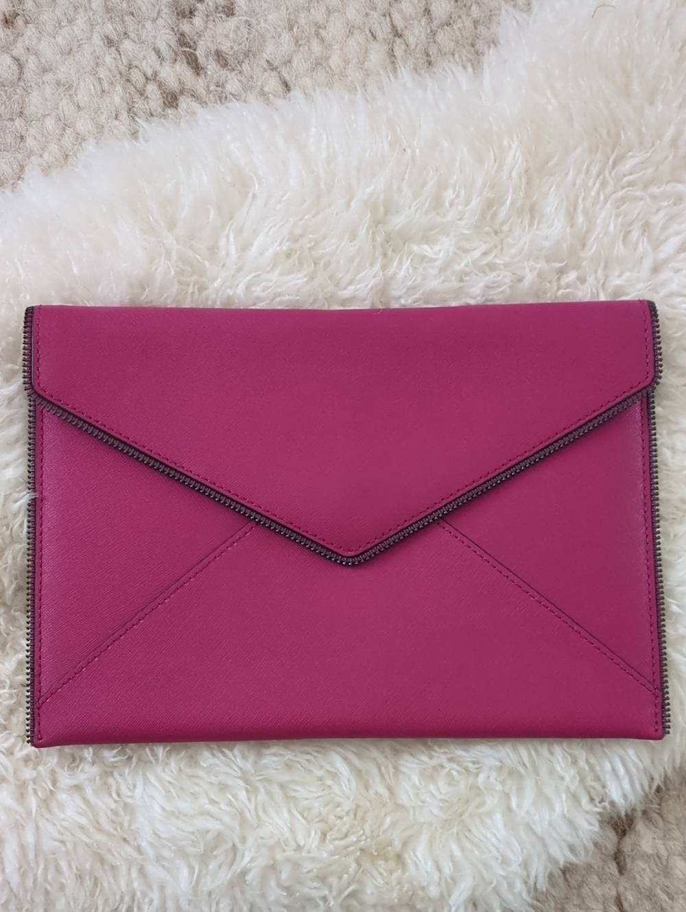 Rebecca Minkoff Large Hot Pink Envelope Clutch NWOT